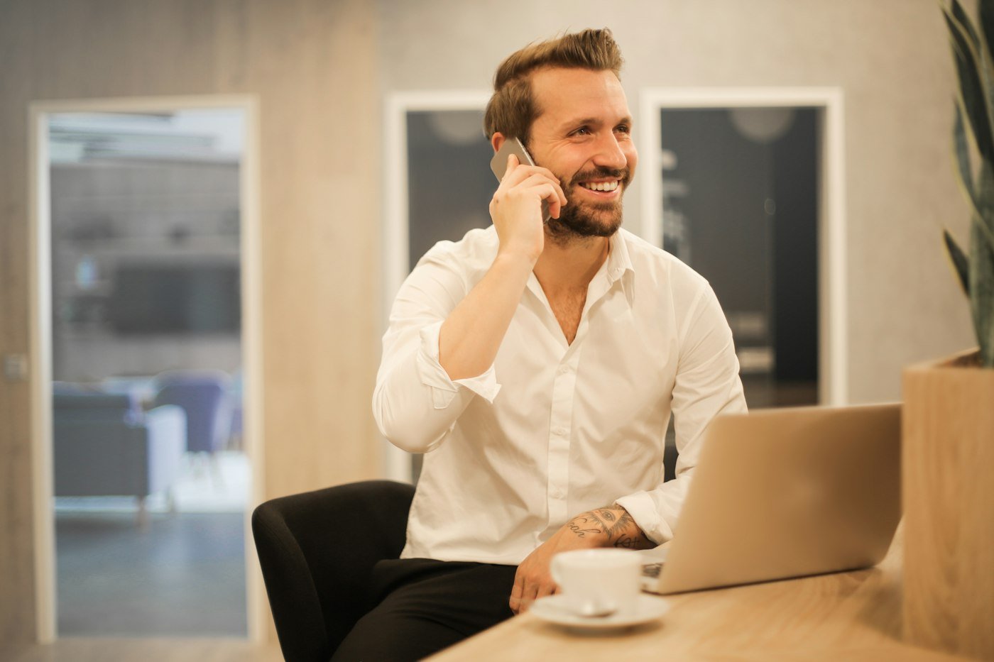 Business owner answering a customer call
