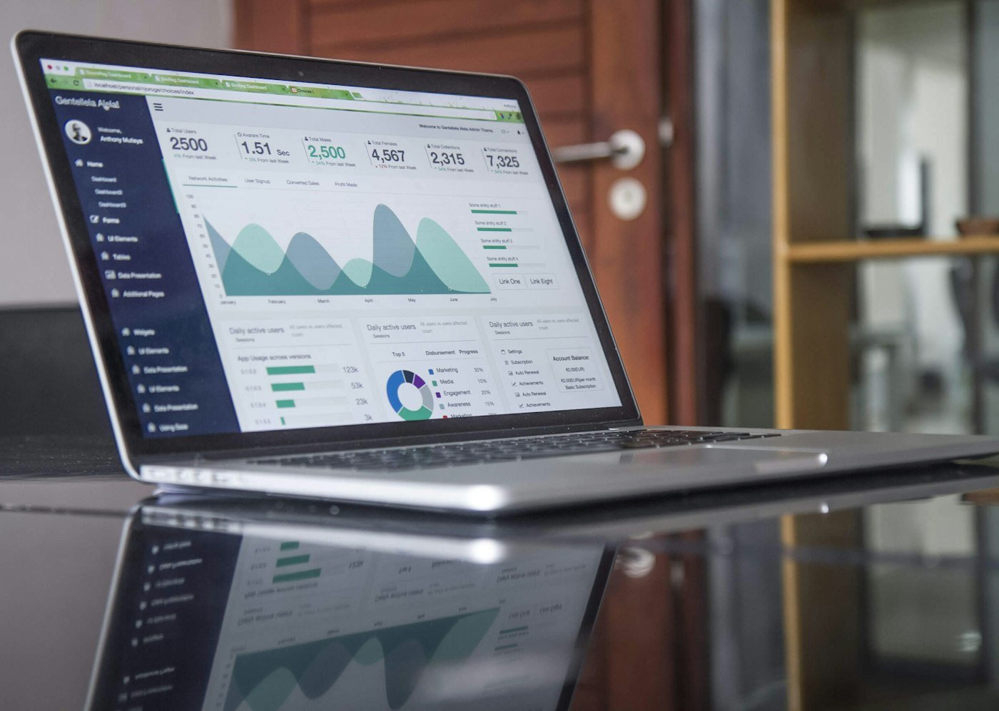 SEO analytics dashboard on a laptop