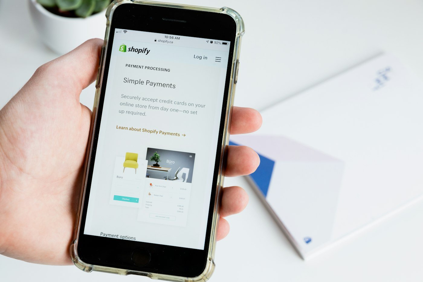 Shopify store on a smartphone